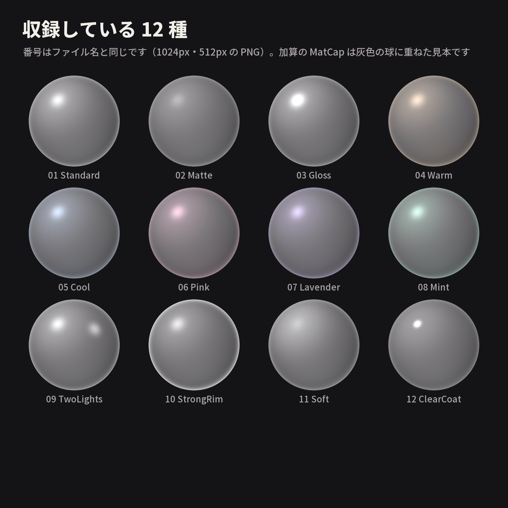 【12種】フィギュア塗装 MatCap - PVC Figure Finish MatCap【VRChat / lilToon】