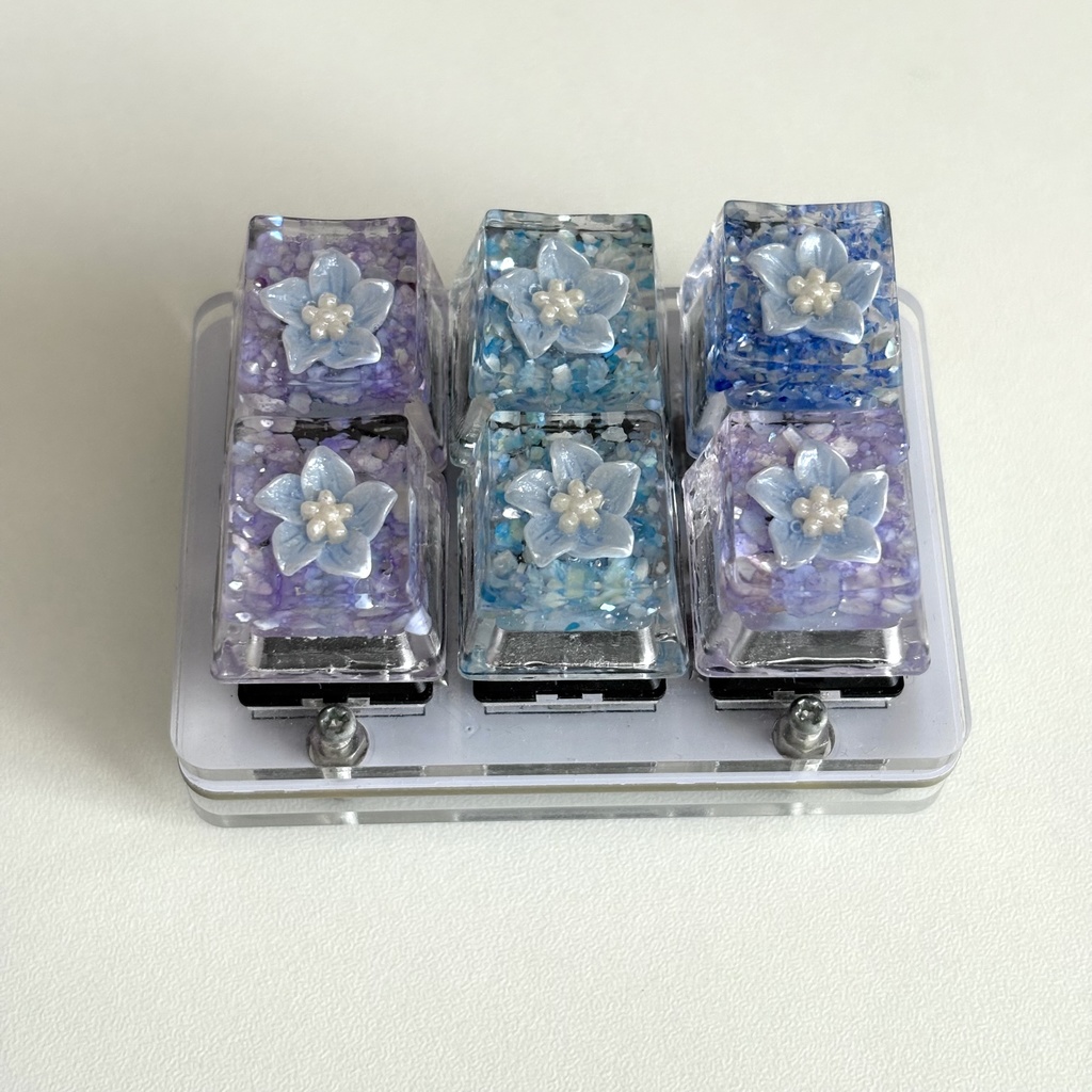 立体 花 青系 キーキャップ