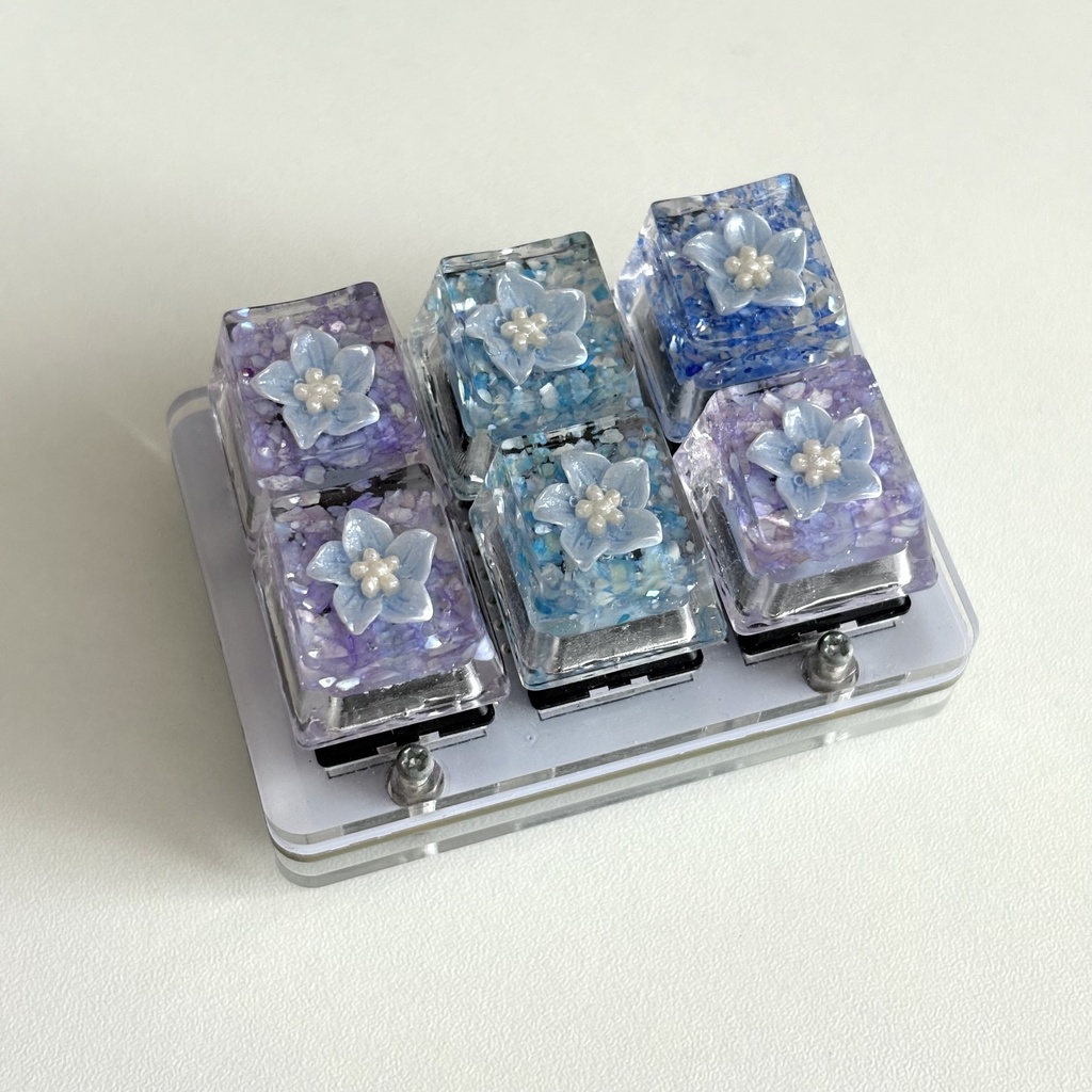 立体 花 青系 キーキャップ