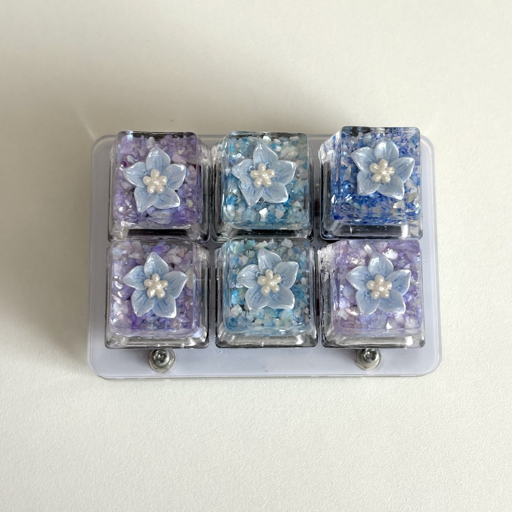 立体 花 青系 キーキャップ