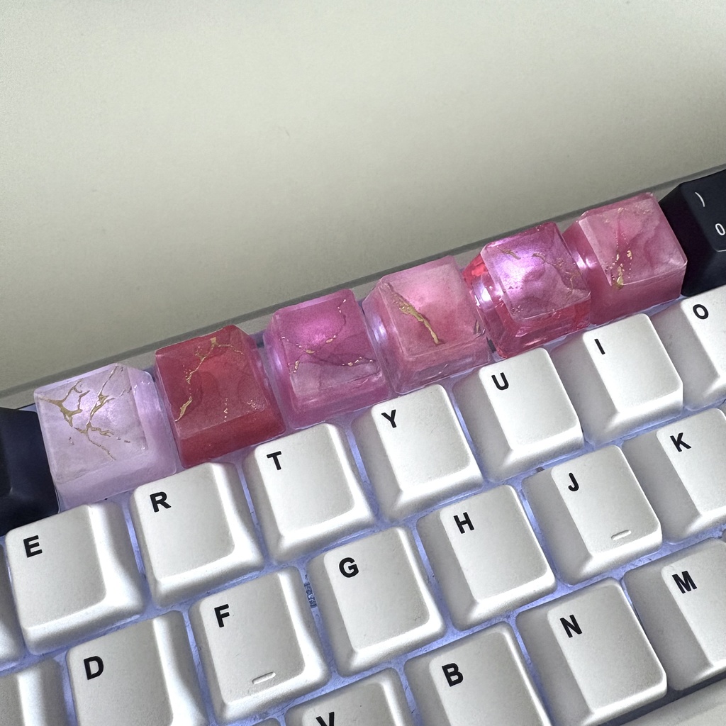 大理石風 キーキャップ 赤色系