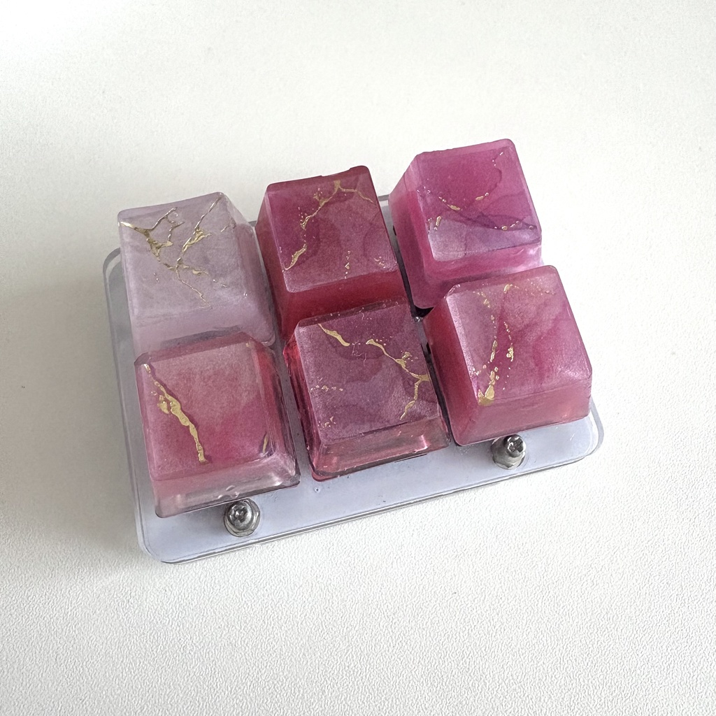 大理石風　キーキャップ　赤色系