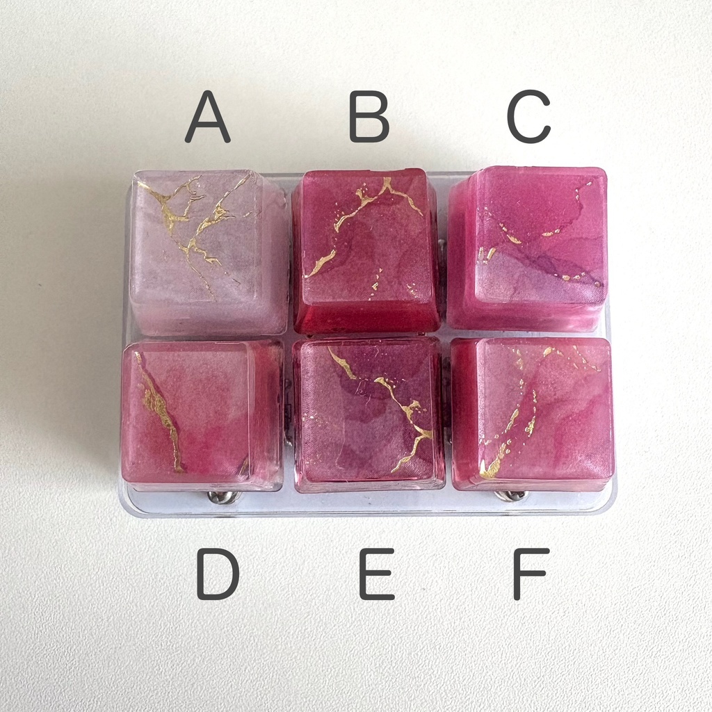 大理石風 キーキャップ 赤色系