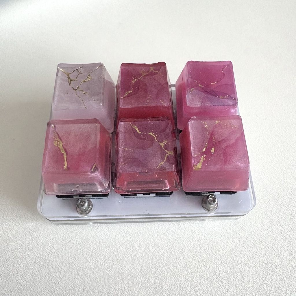 大理石風 キーキャップ 赤色系