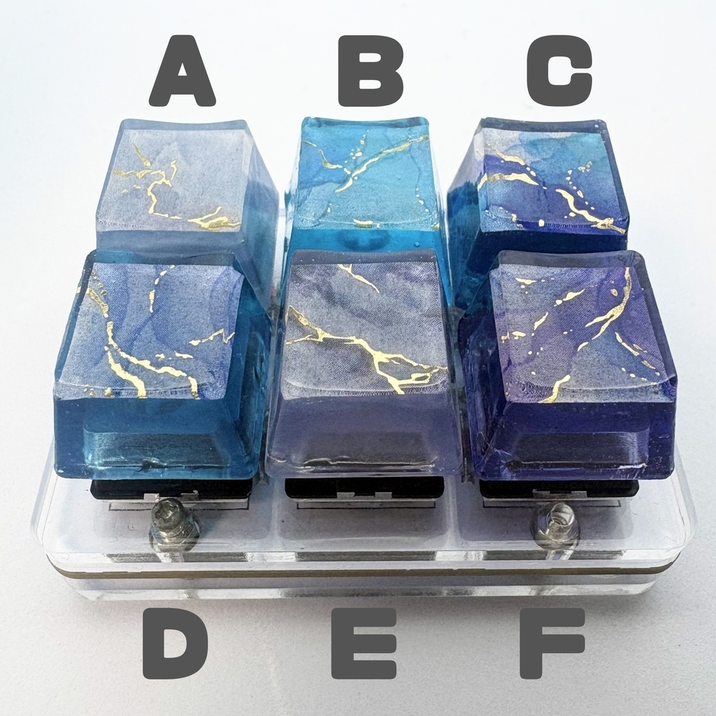 【キーキャップ】大理石風【ブルー】