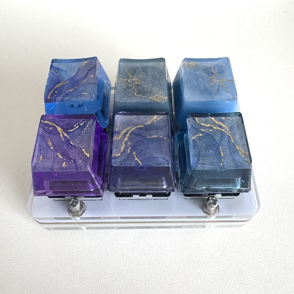 大理石風 キーキャップ 青色系