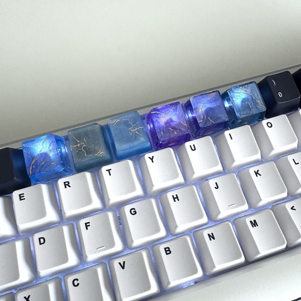 大理石風 キーキャップ 青色系