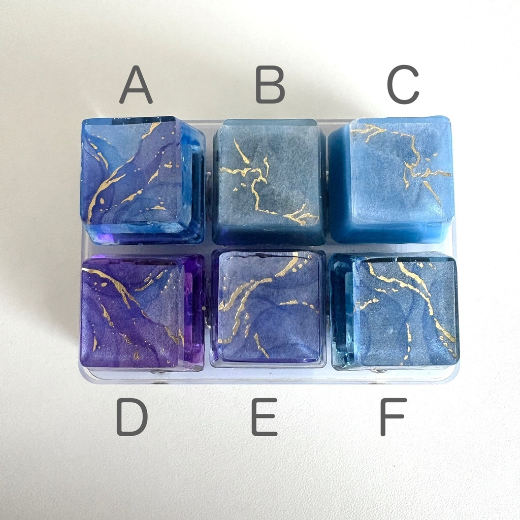 大理石風 キーキャップ 青色系