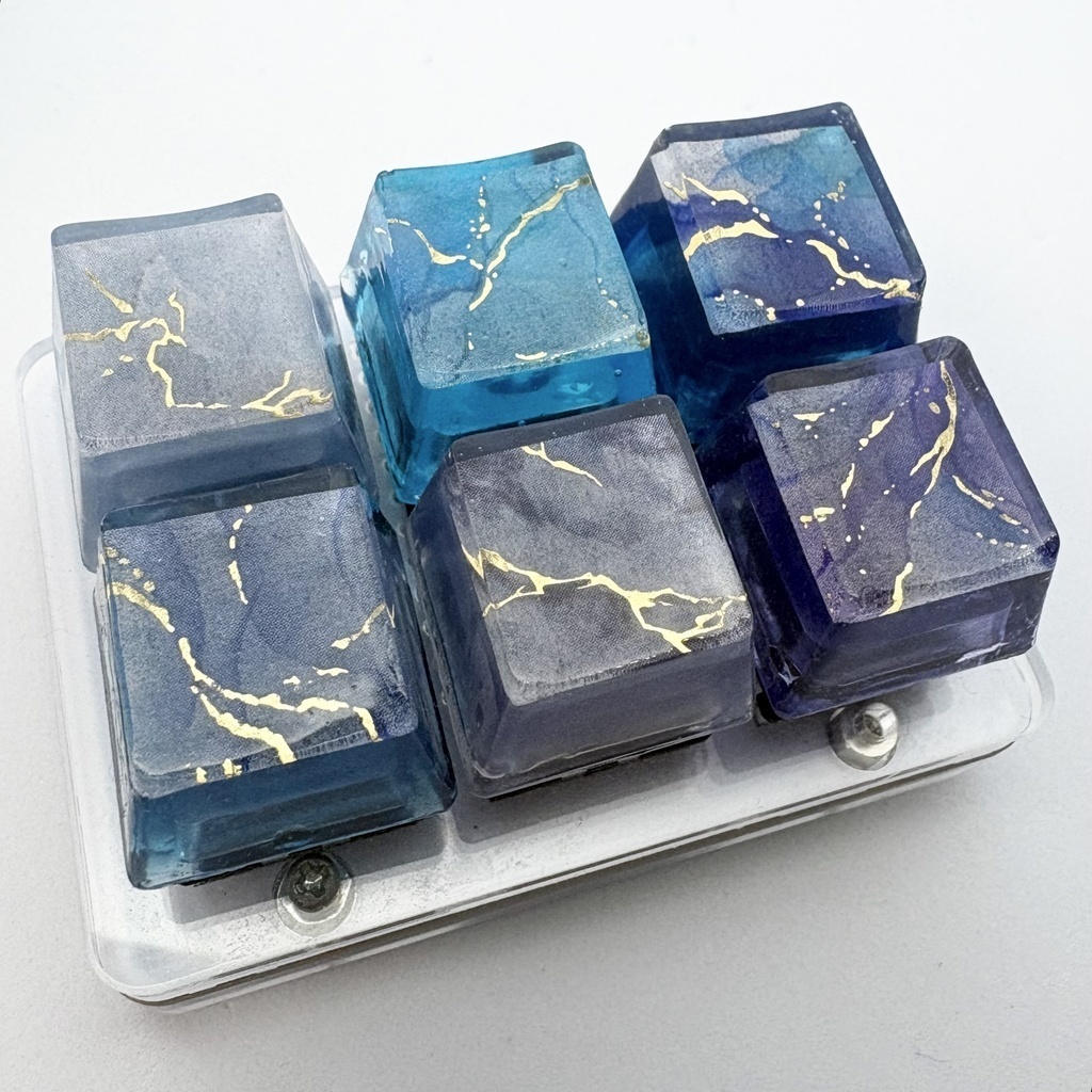 【キーキャップ】大理石風【ブルー】