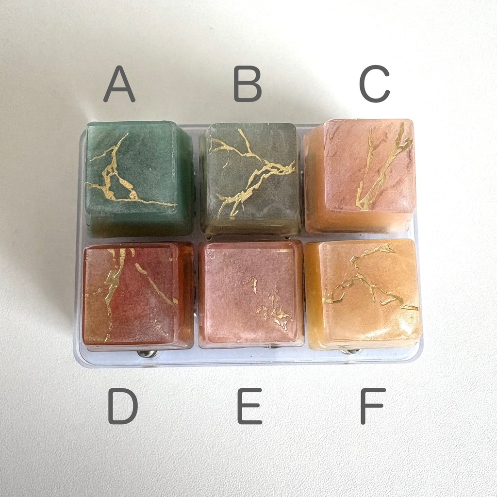 大理石風 キーキャップ オレンジ系