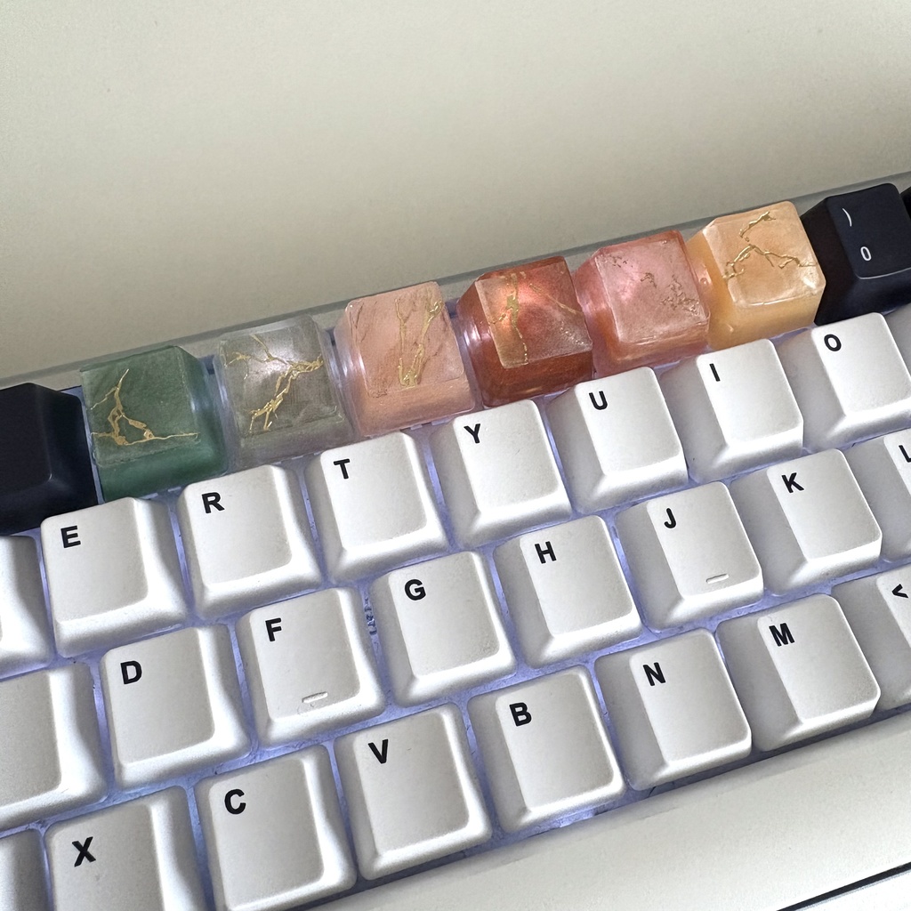 大理石風 キーキャップ オレンジ系