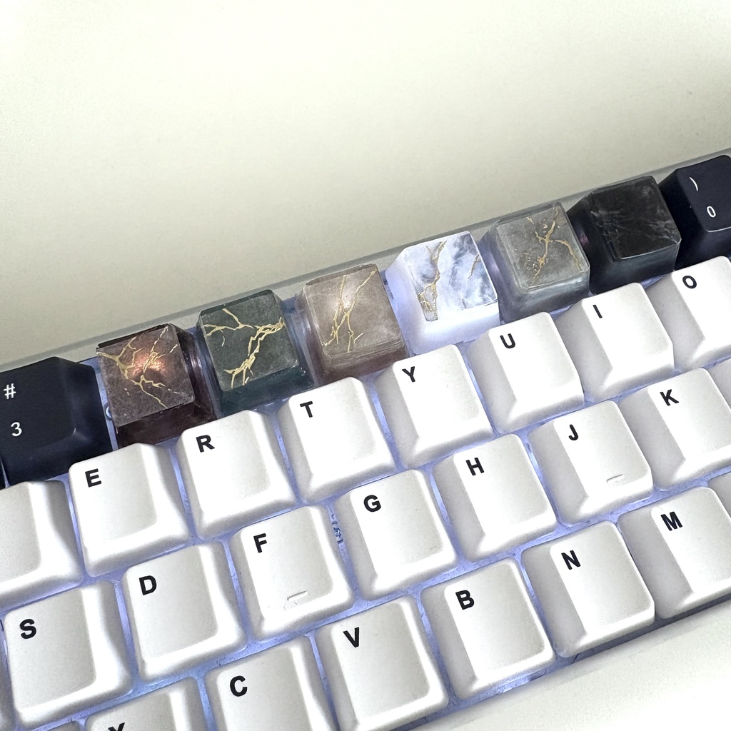 大理石風 キーキャップ 黒色系