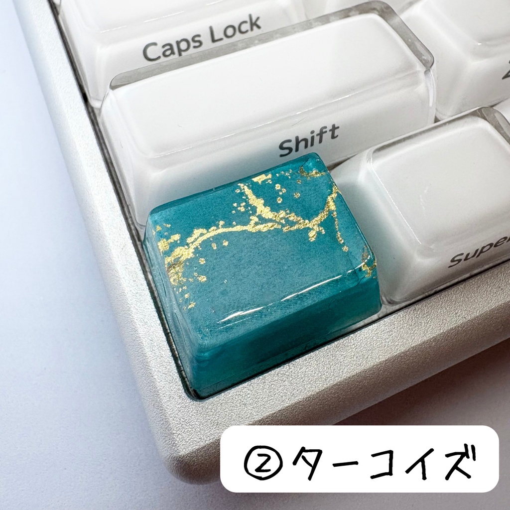【キーキャップ】大理石風【1.25U】グリーン/ターコイズ/ブルー