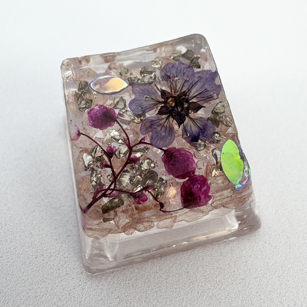 キーキャップ ドライフラワー 紫