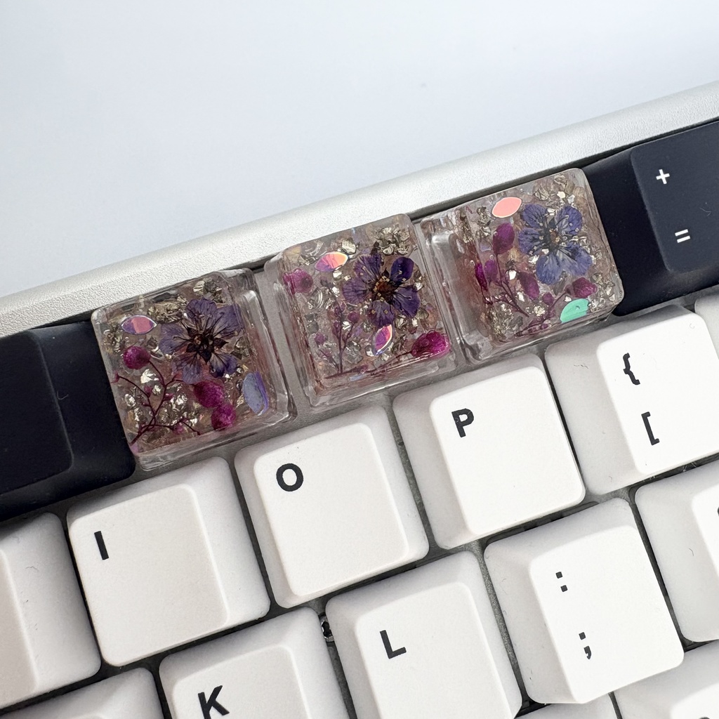キーキャップ ドライフラワー 紫