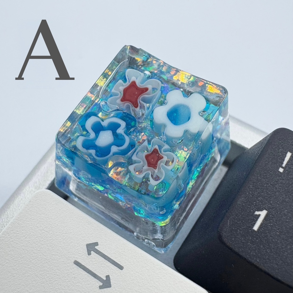 キーキャップ ミルフィオリ 青系