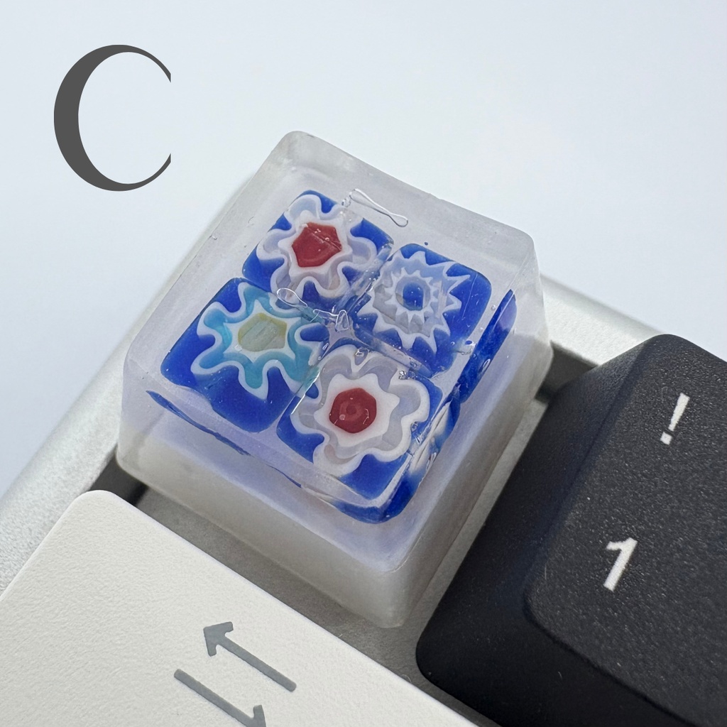 キーキャップ ミルフィオリ 青系