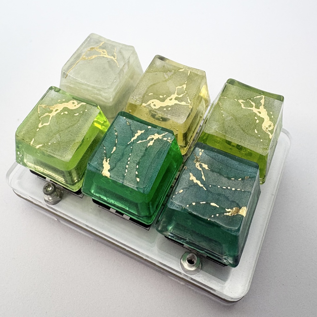 【キーキャップ】大理石風【グリーン】