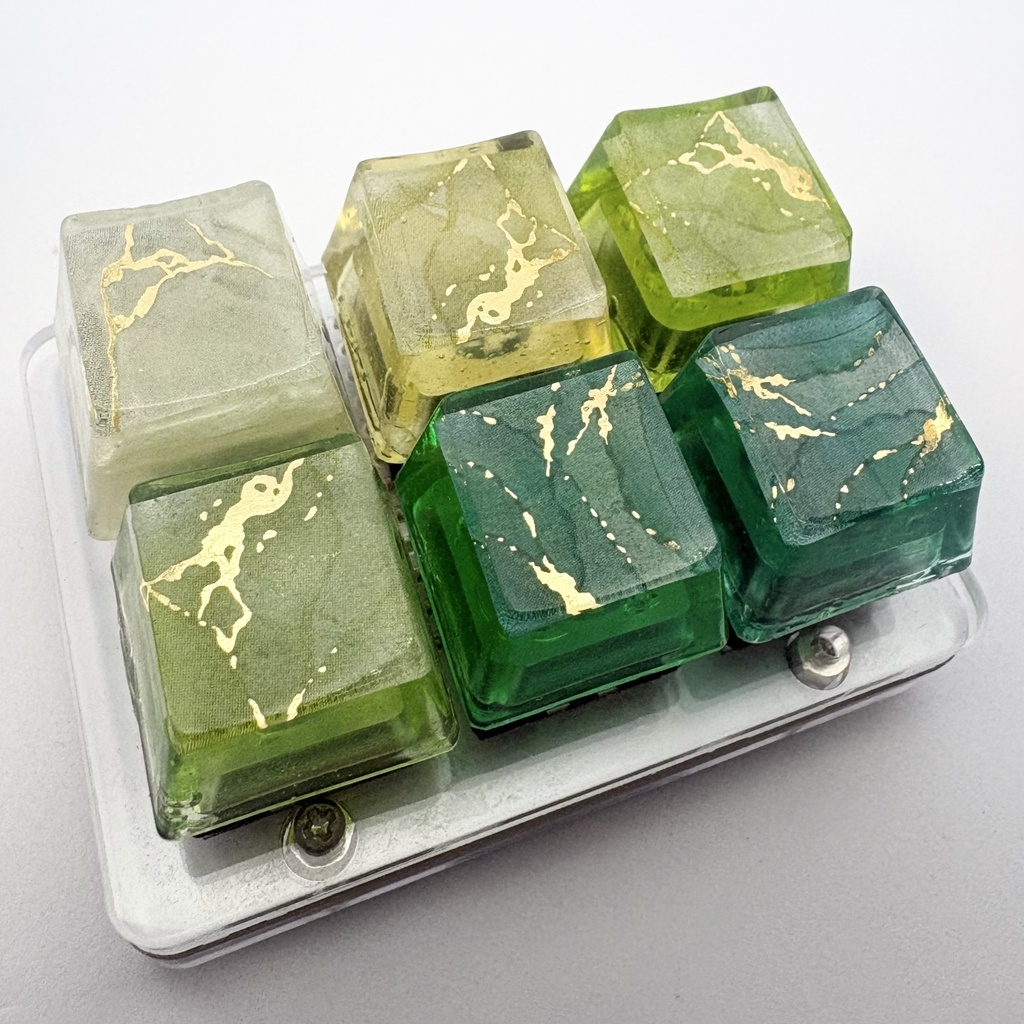 【キーキャップ】大理石風【グリーン】