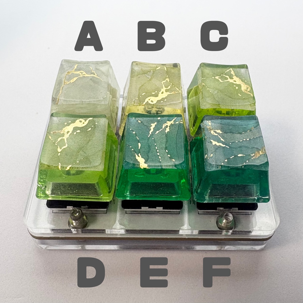 【キーキャップ】大理石風【グリーン】