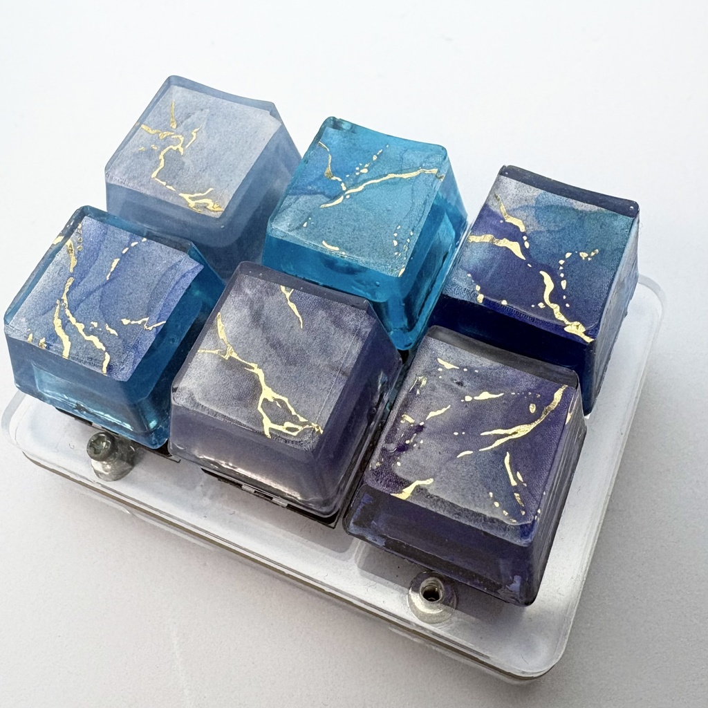 【キーキャップ】大理石風【ブルー】