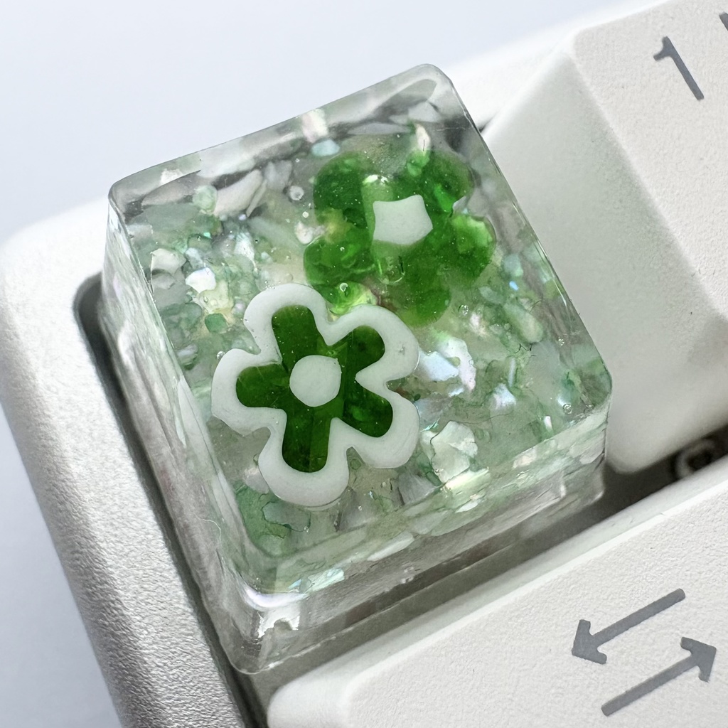 【キーキャップ】花とシェル【ブルー系】