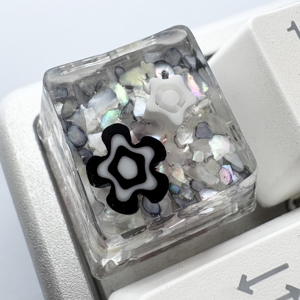 【キーキャップ】花とシェル【ブルー系】