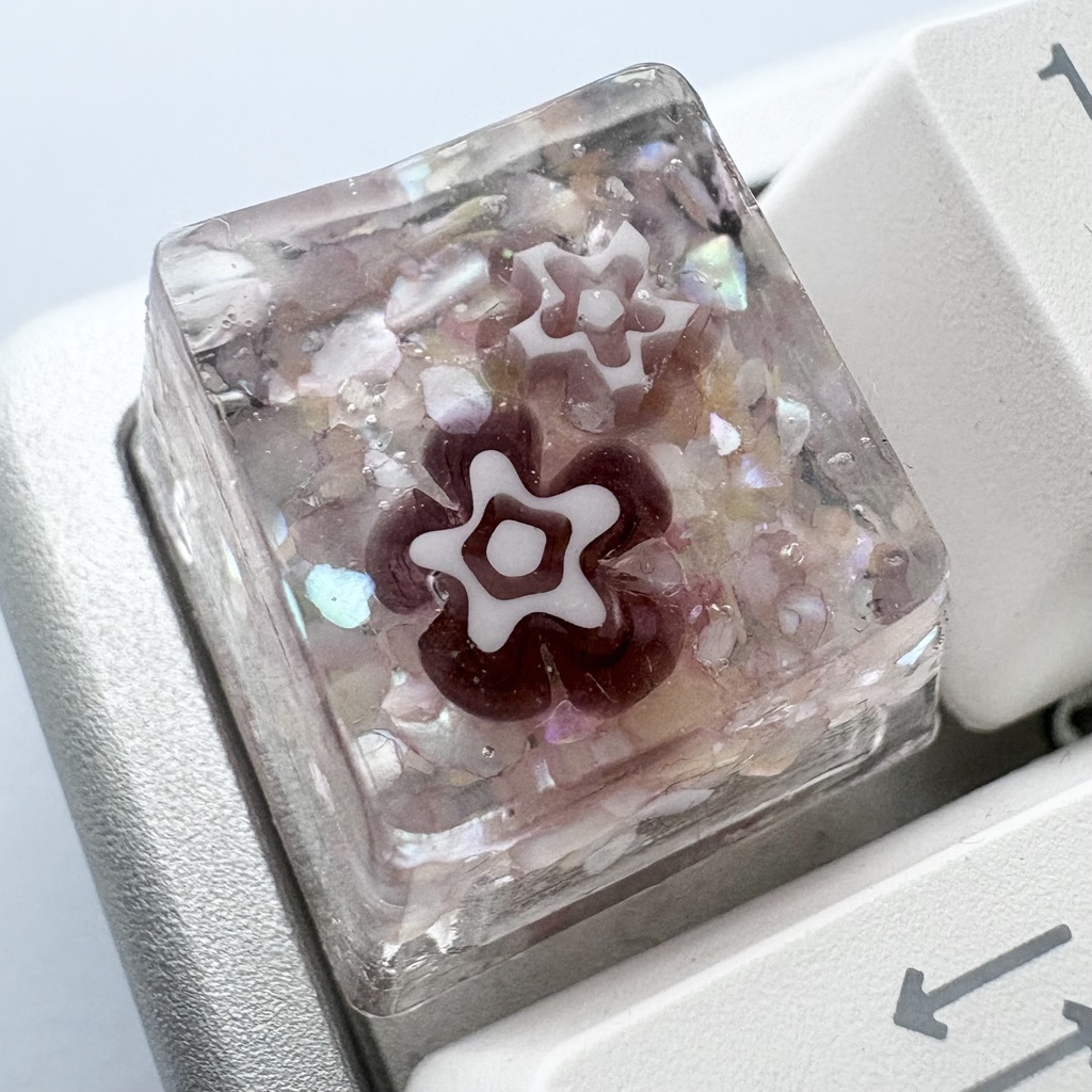 【キーキャップ】花とシェル【ピンク系】