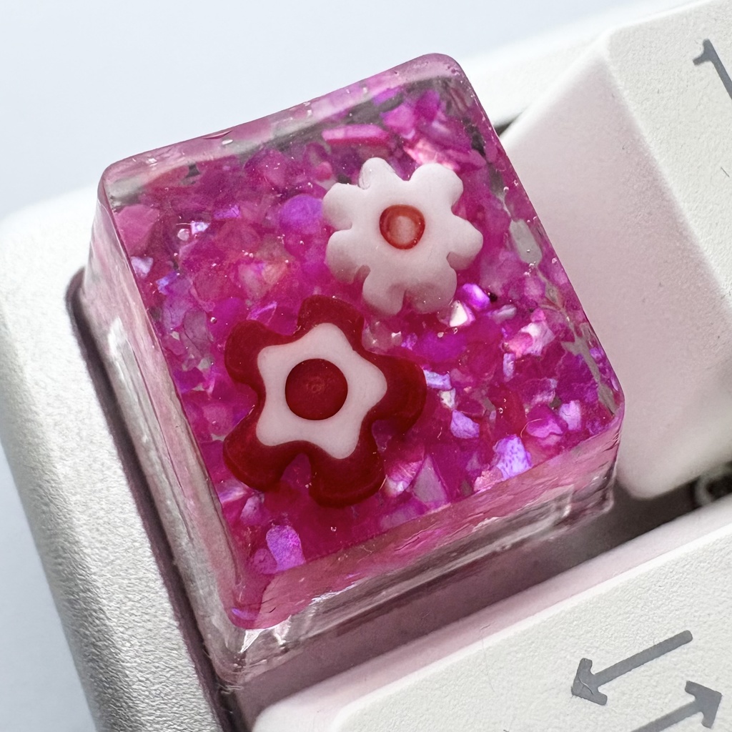 【キーキャップ】花とシェル【ピンク系】