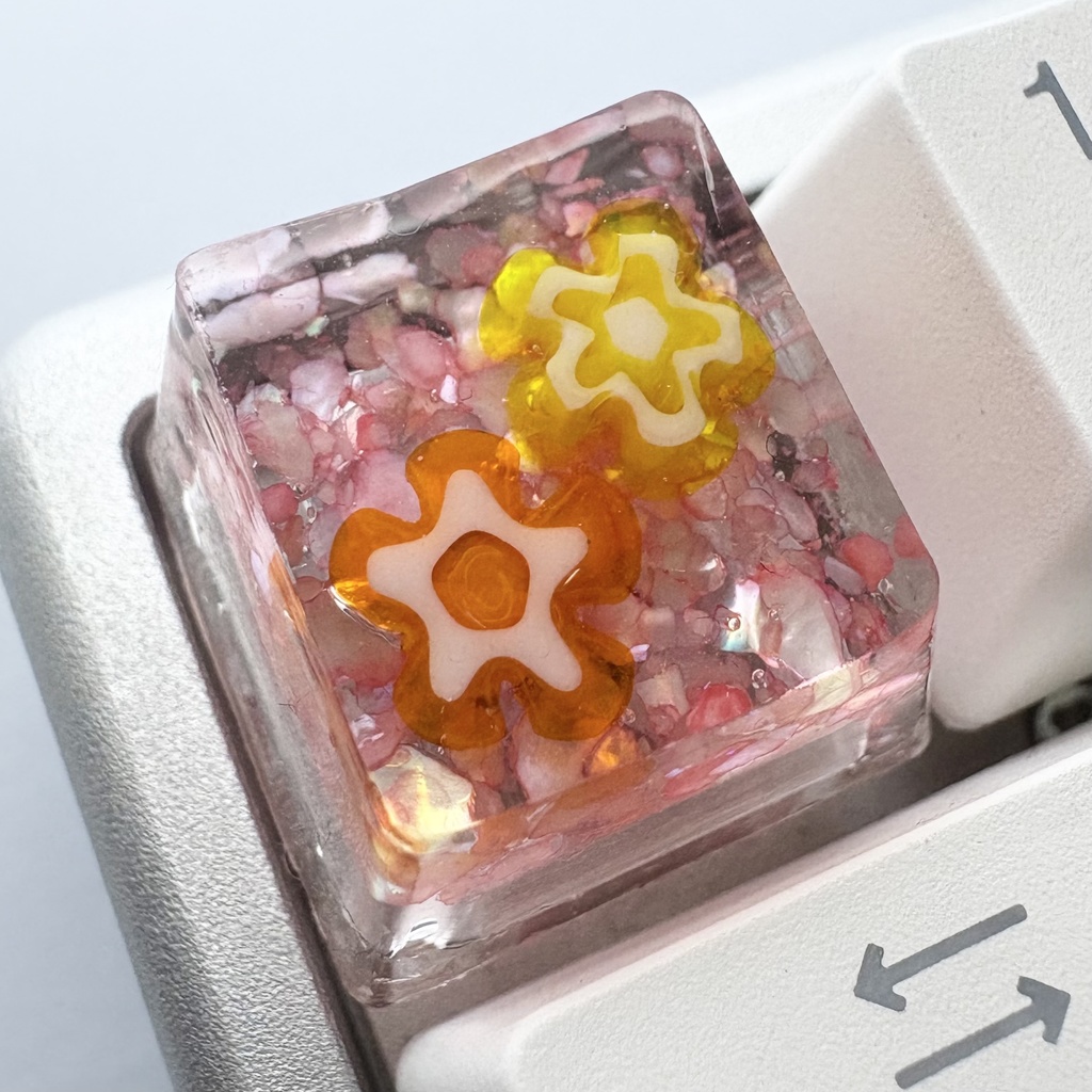 【キーキャップ】花とシェル【ピンク系】