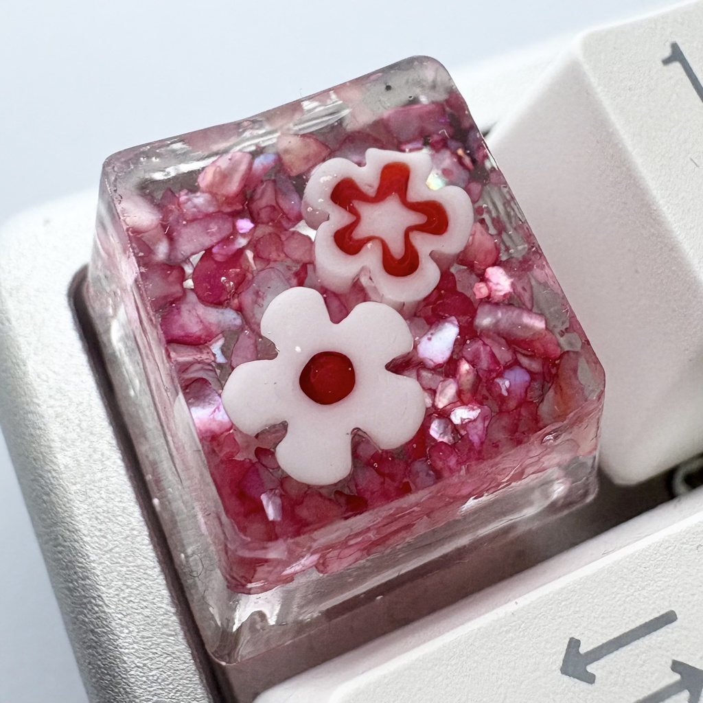 【キーキャップ】花とシェル【ピンク系】