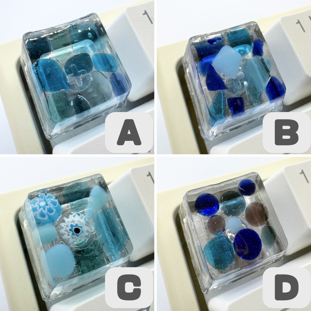 【キーキャップ】ベネチアンガラス【ブルー】