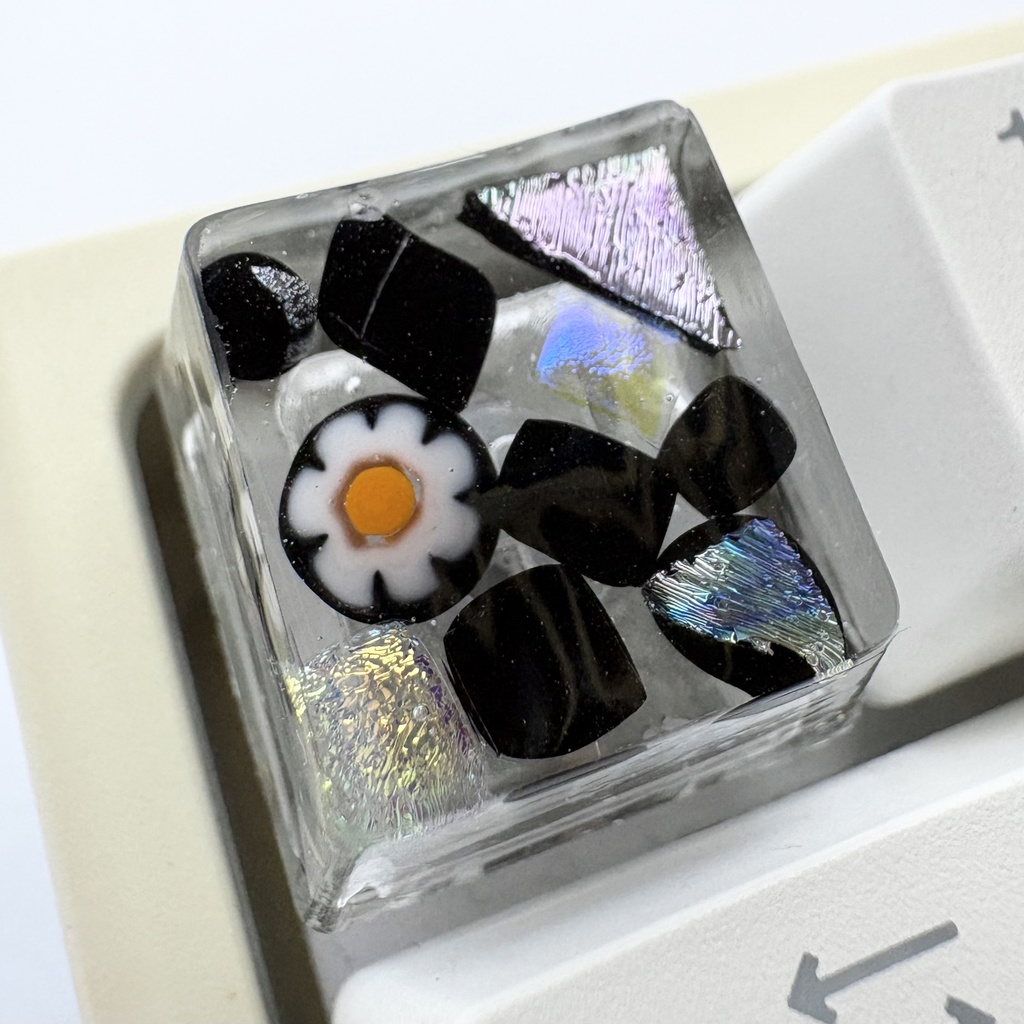 【キーキャップ】ベネチアンガラス【ブラック/ホワイト】