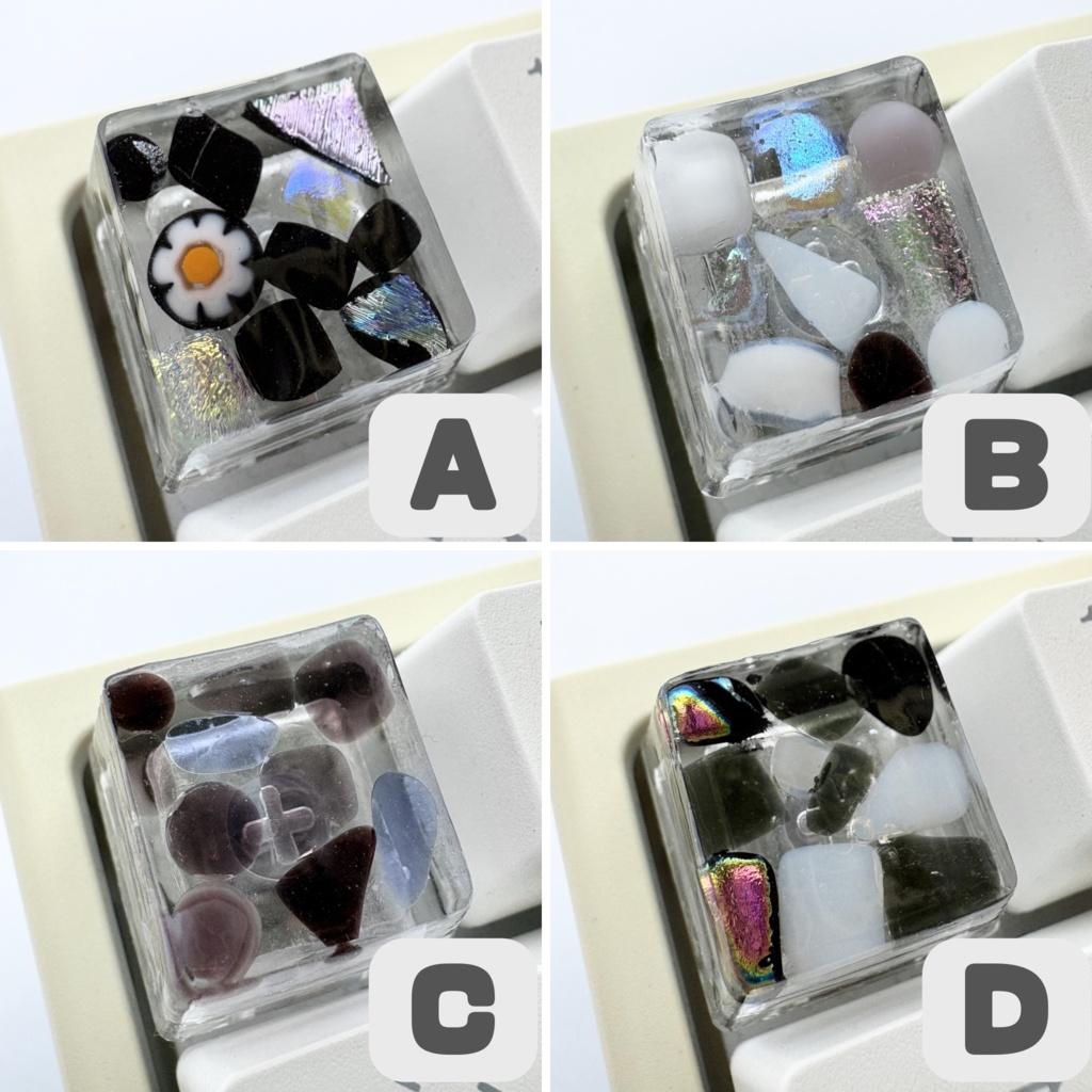 【キーキャップ】ベネチアンガラス【ブラック/ホワイト】