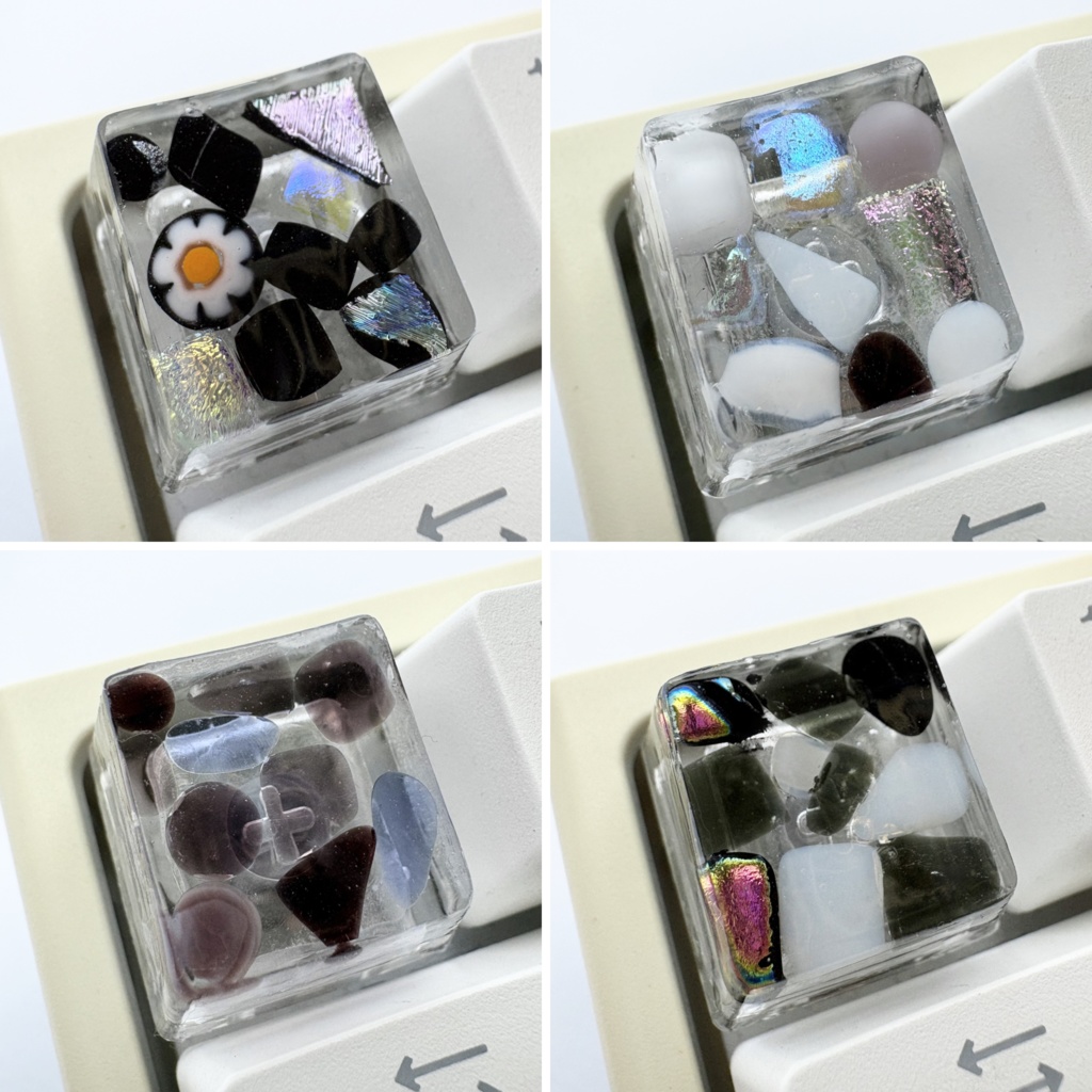 【キーキャップ】ベネチアンガラス【ブラック/ホワイト】