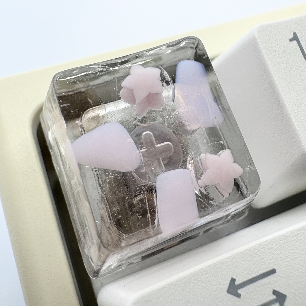 【キーキャップ】ベネチアンガラス【ピンク/ホワイト】