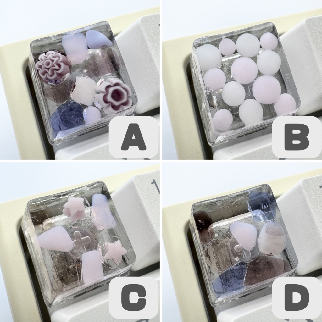 【キーキャップ】ベネチアンガラス【ピンク/ホワイト】