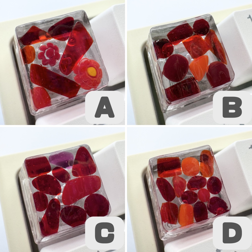 【キーキャップ】ベネチアンガラス【レッド】