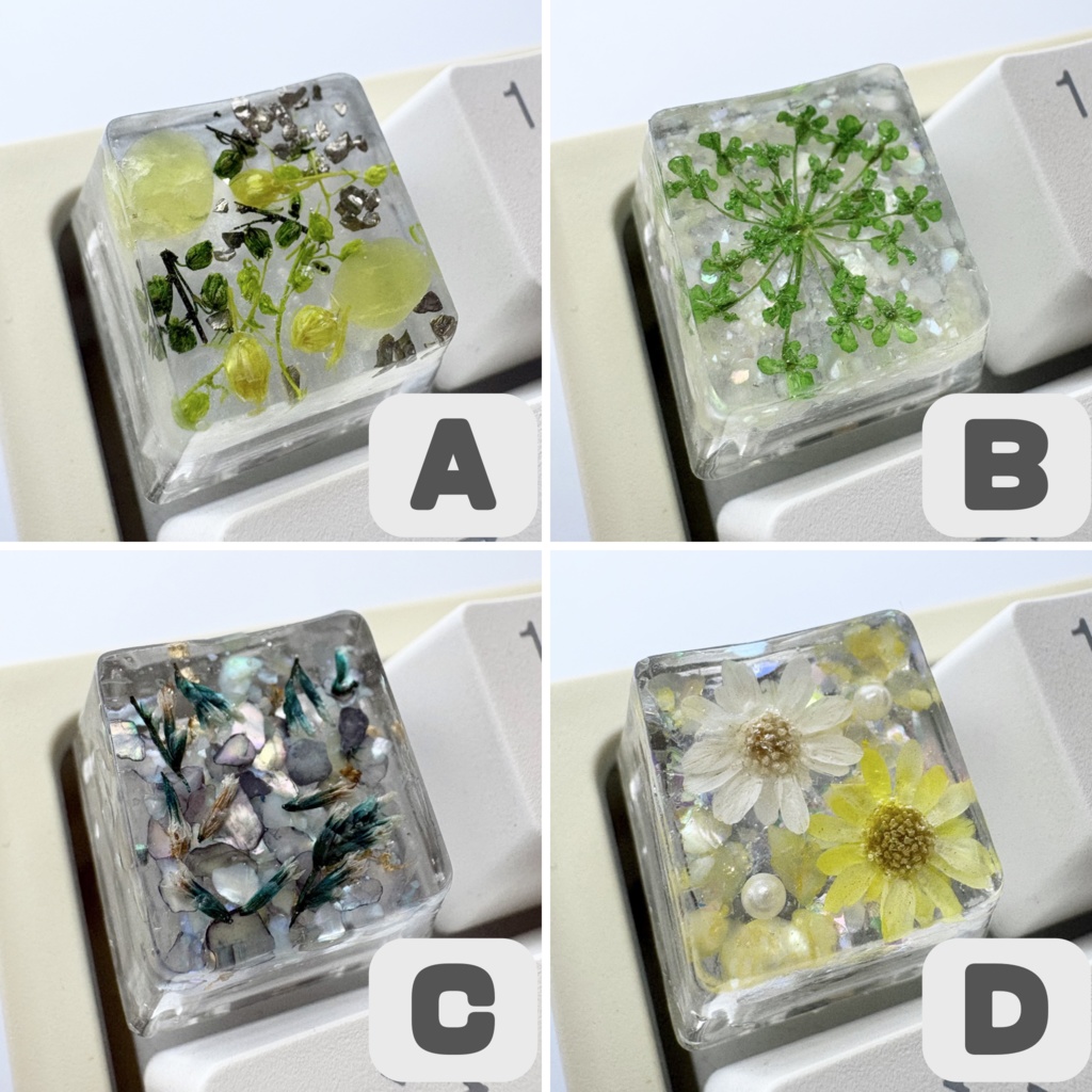 【キーキャップ】ドライフラワー【グリーン】