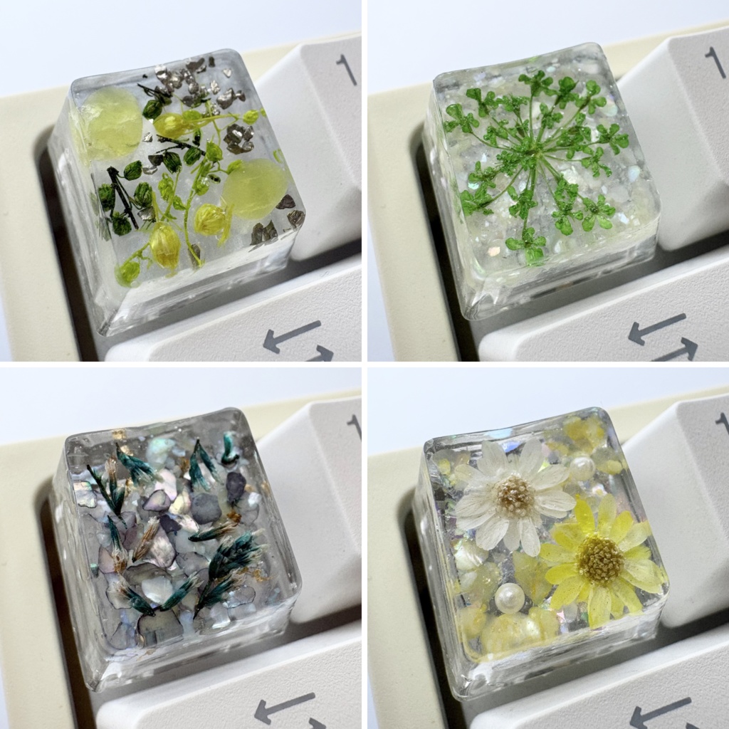 【キーキャップ】ドライフラワー【グリーン】