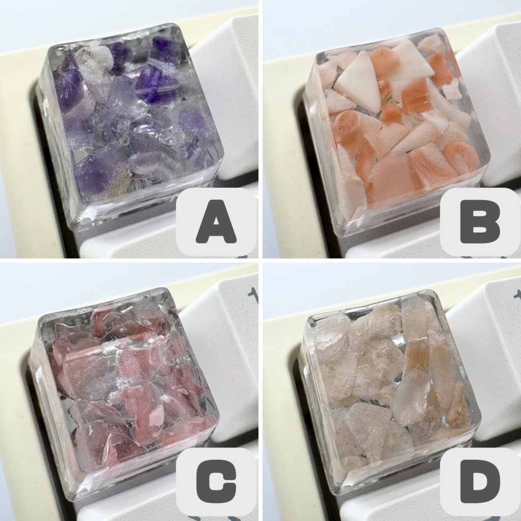 【キーキャップ】天然石【アメジスト/ピンクサンゴ/ジェード/ムーンストーン】