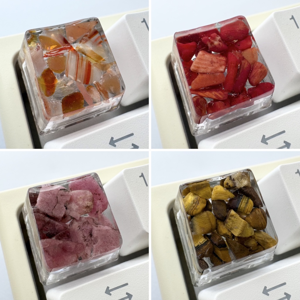 【キーキャップ】天然石【レッドアゲート/レッドサンゴ/ロードナイト/タイガーアイ】