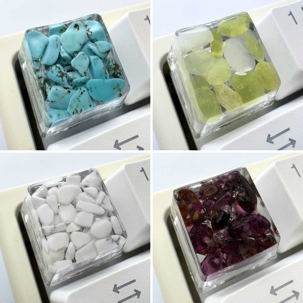 【キーキャップ】天然石【アマゾナイト/イエロートパーズ/ハウライト/ガーネット】