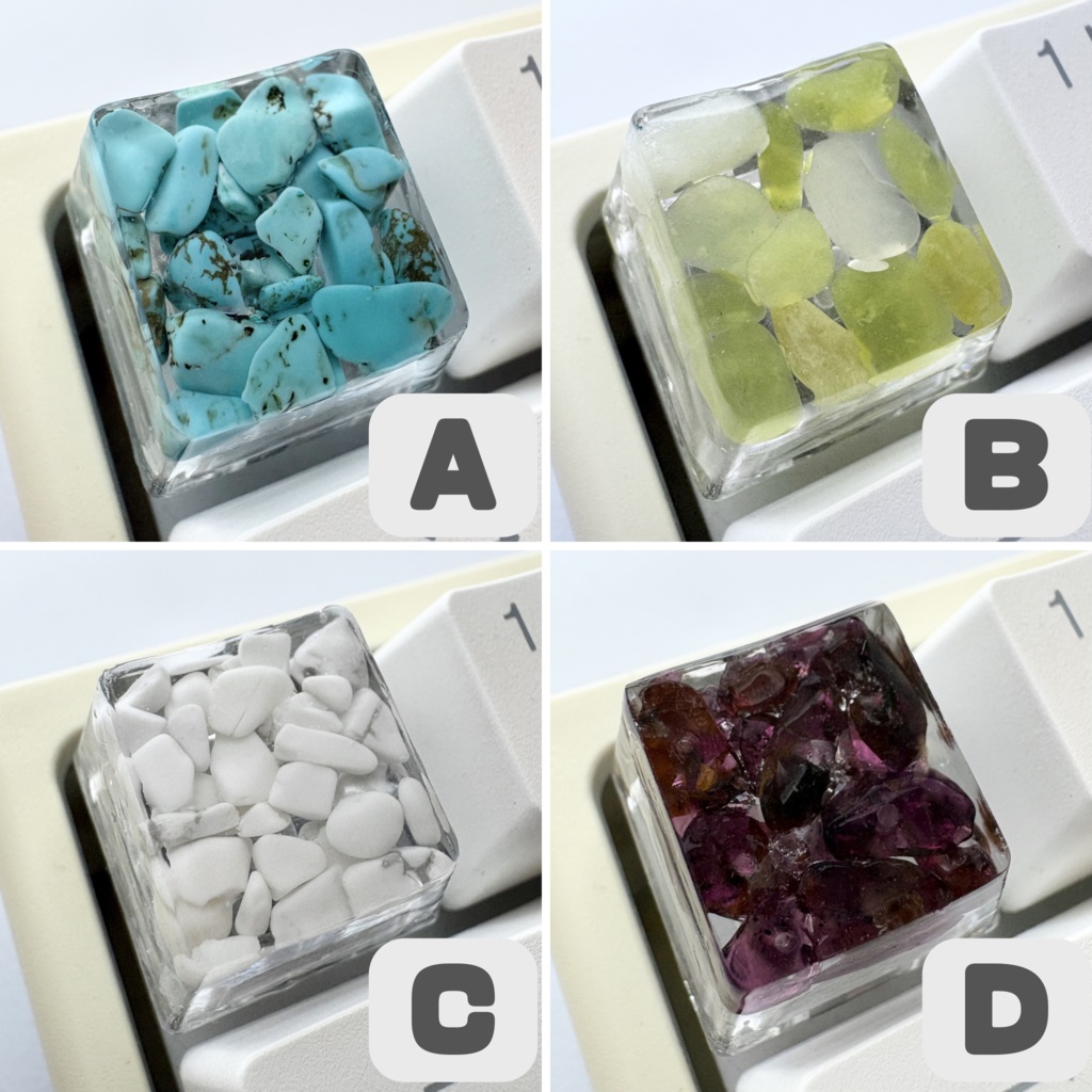 【キーキャップ】天然石【アマゾナイト/イエロートパーズ/ハウライト/ガーネット】