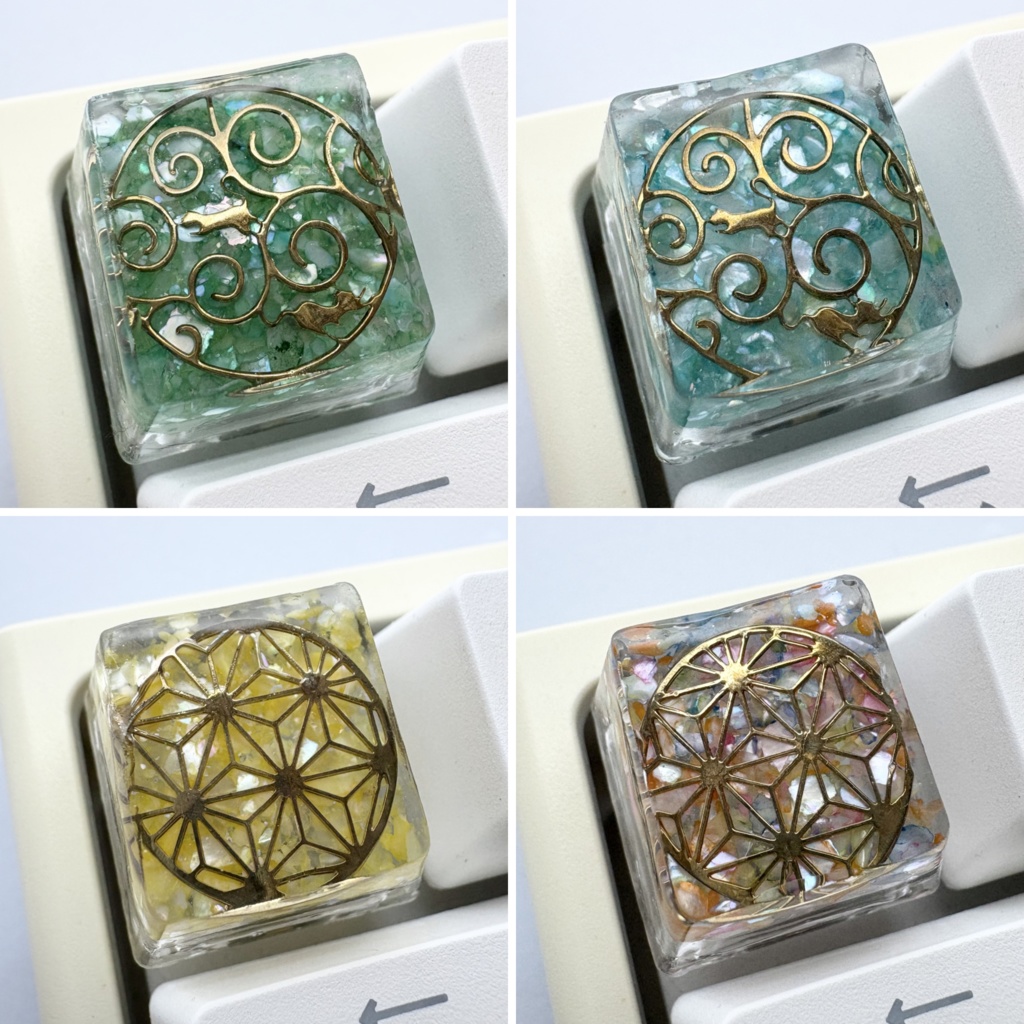 【キーキャップ】和柄【唐草ねこ/麻の葉】