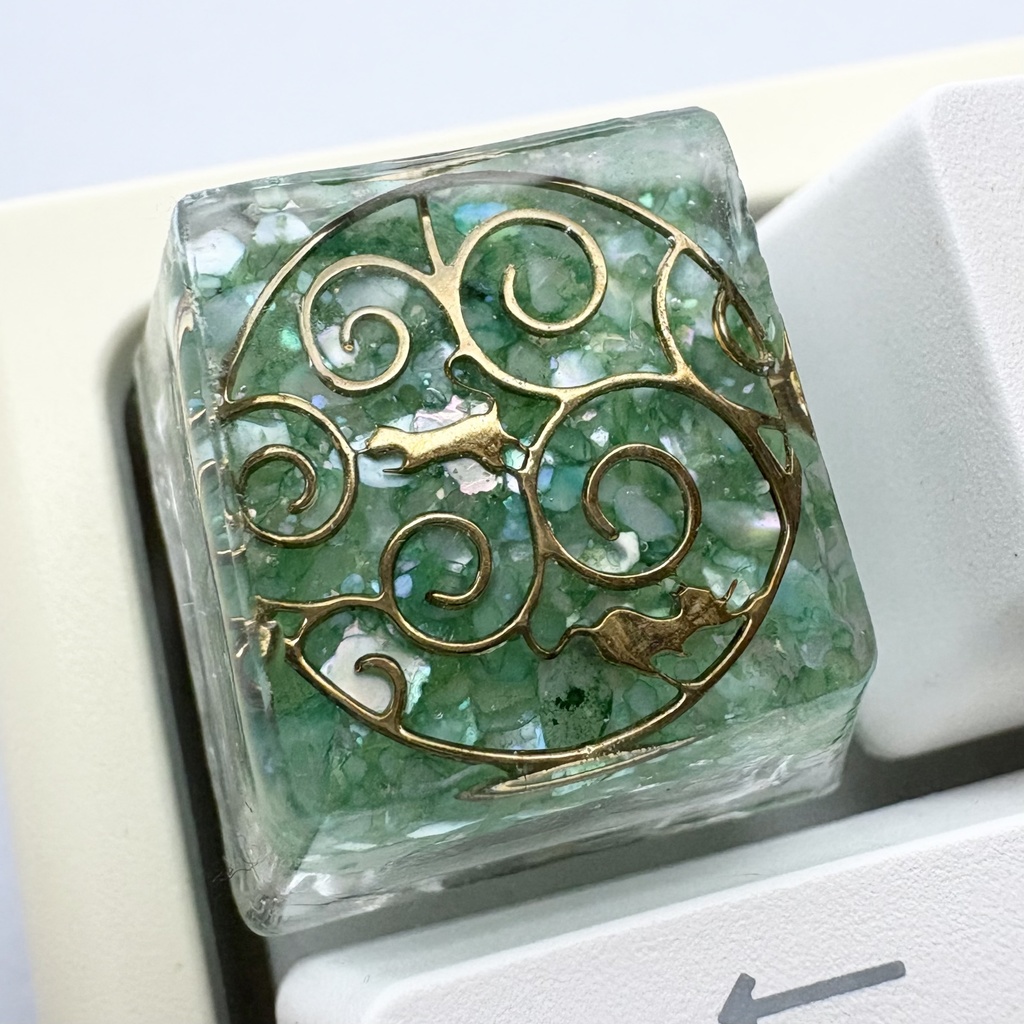 【キーキャップ】和柄【唐草ねこ/麻の葉】