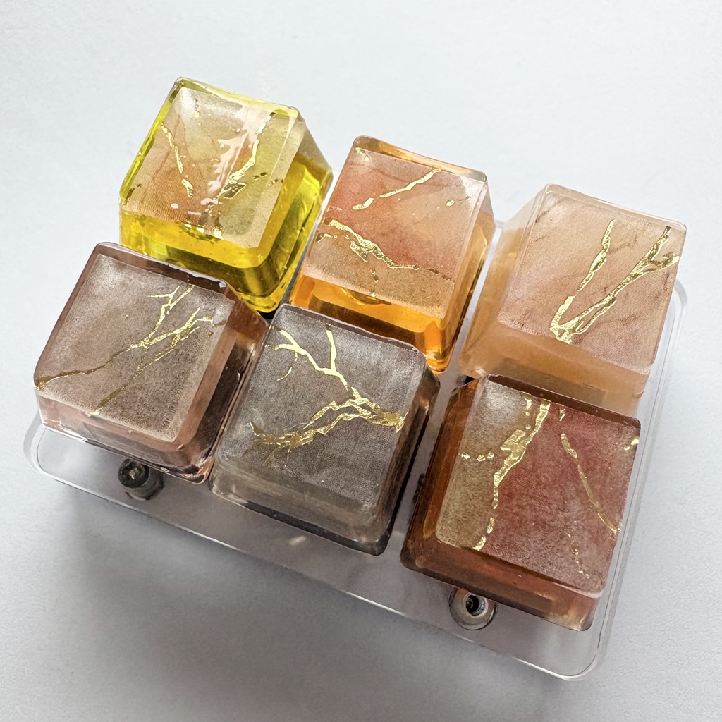 【キーキャップ】大理石風【イエロー/オレンジ】