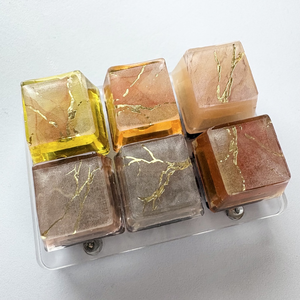 【キーキャップ】大理石風【イエロー/オレンジ】