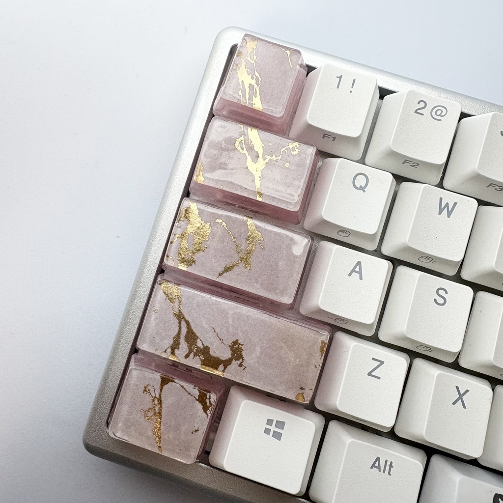 【キーキャップ】大理石風【ライトピンク】