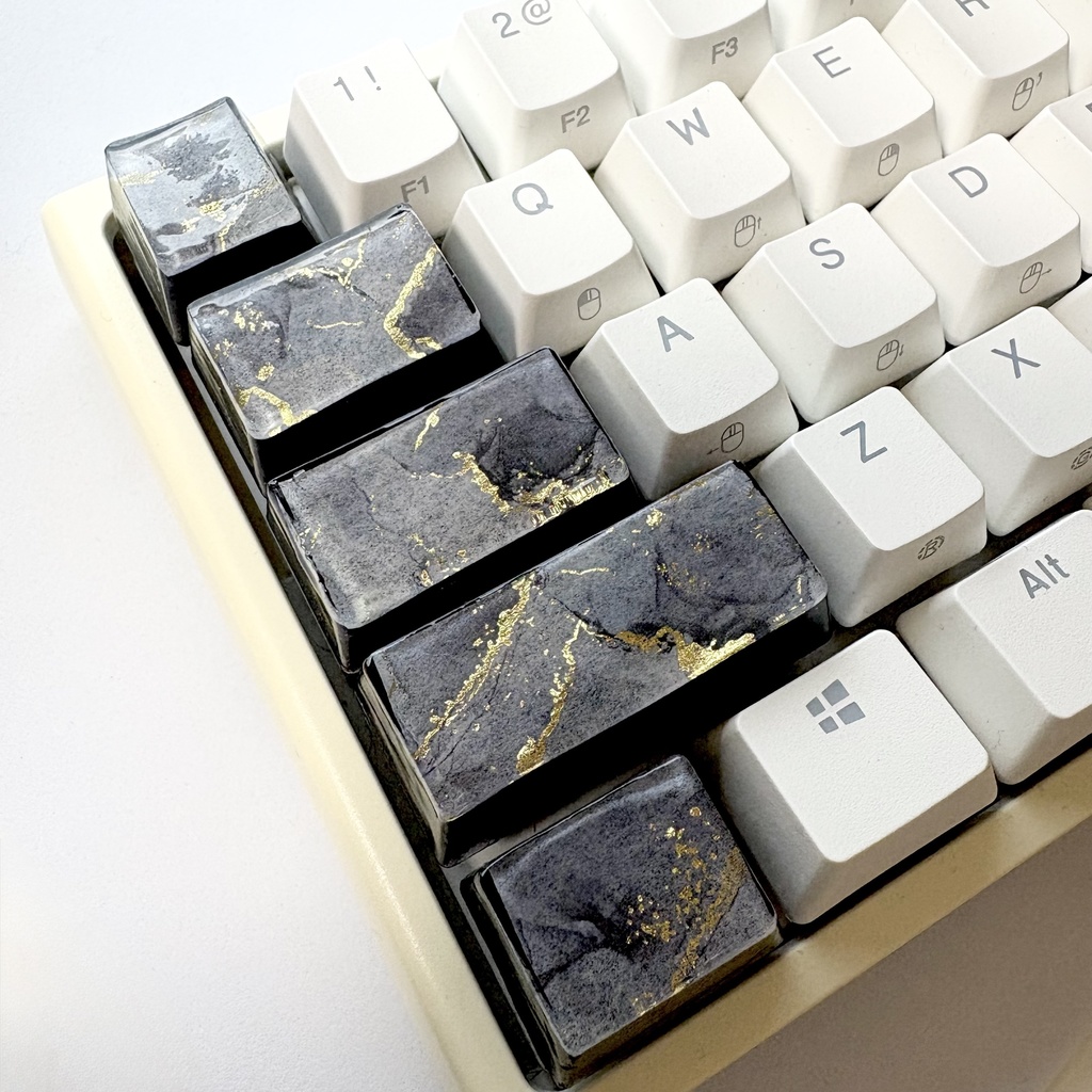 【キーキャップ】大理石風【ブラック】